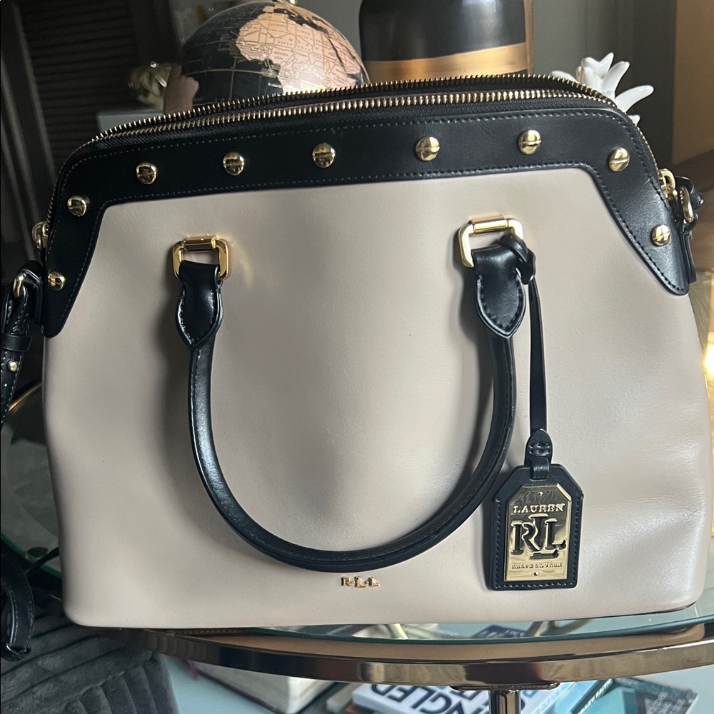 Ralph Lauren Black and Cream Women's Bag